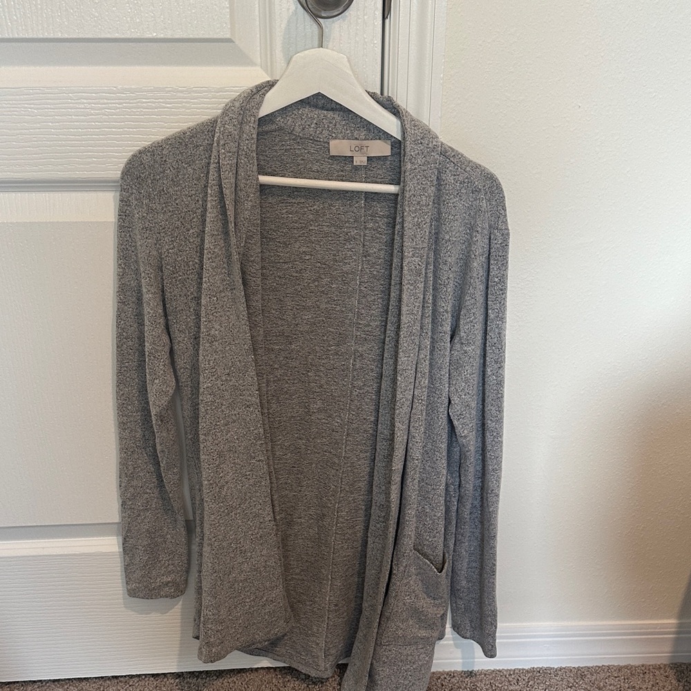 LOFT Heather Gray Open Cardigan